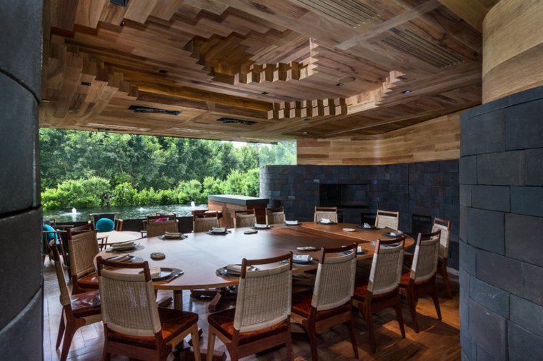 faux plafond original bois design moderne intérieur original idée 