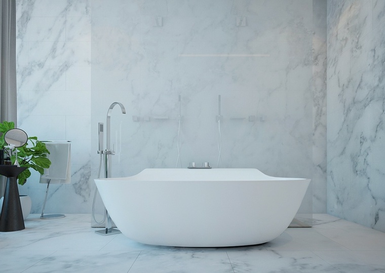 salle de bains marbre baignoire design déco idée 