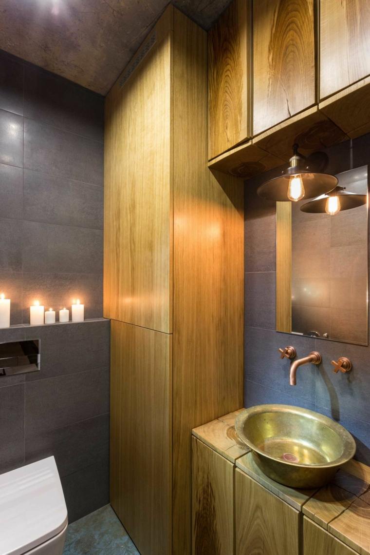 design moderne salle de bain bois évier design miroir idée éclairage style industriel moderne svoya studios kiev