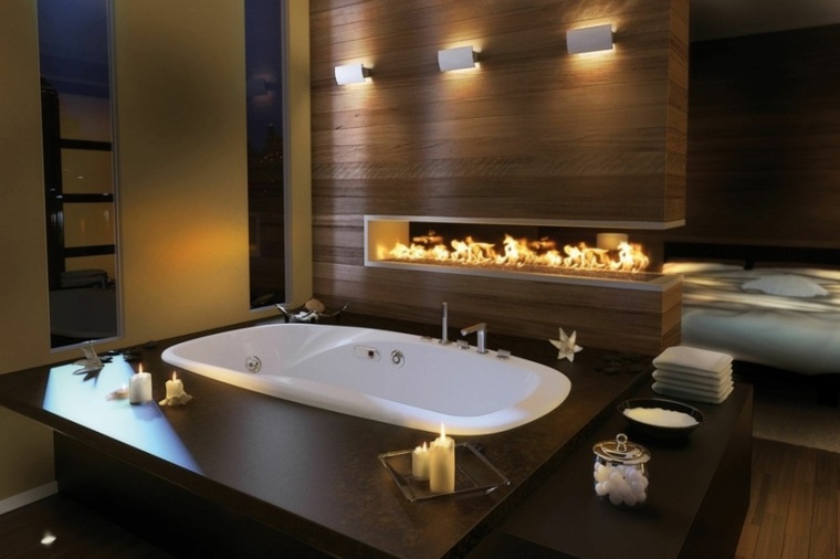 image salles de bains cheminee moderne
