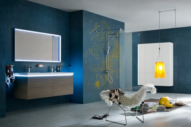 salle de bain zen idee bleu
