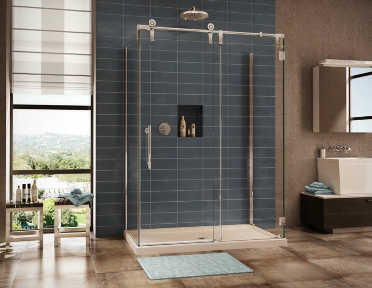 douche italienne porte coulissante paroi cabine salle de bains