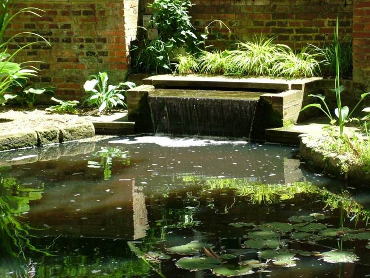 bassin cascade idée jardin extérieur aménagement 