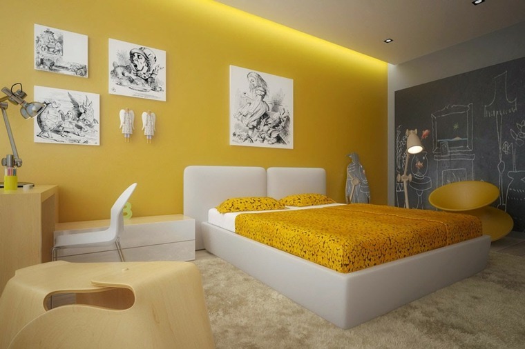 couleur chambre moderne jaune