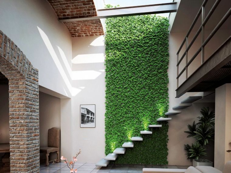 paysagiste jardin escalier plantes suspendues