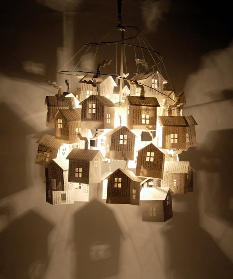idée récup déco papier recyclé maison décoration suspension lampe