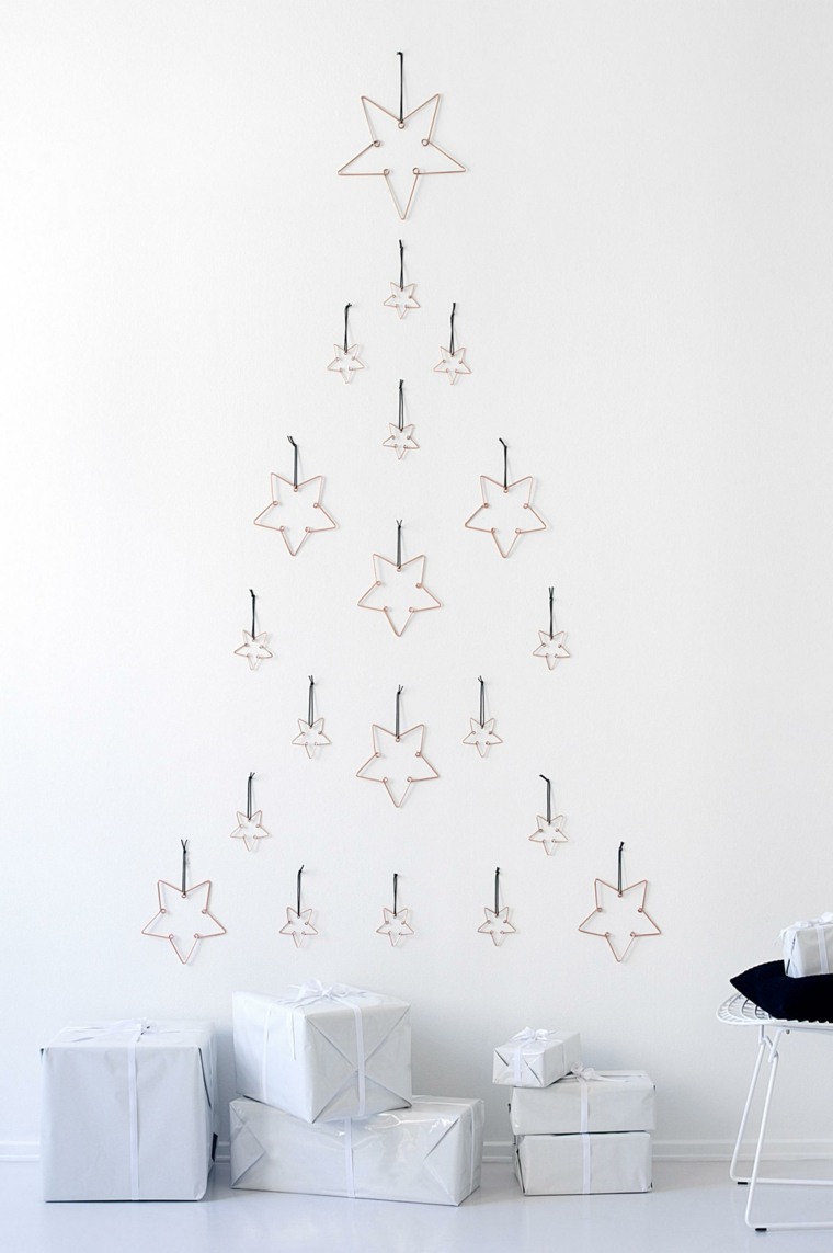 décoration noël minimaliste idée sapin noël original étoiles cadeaux