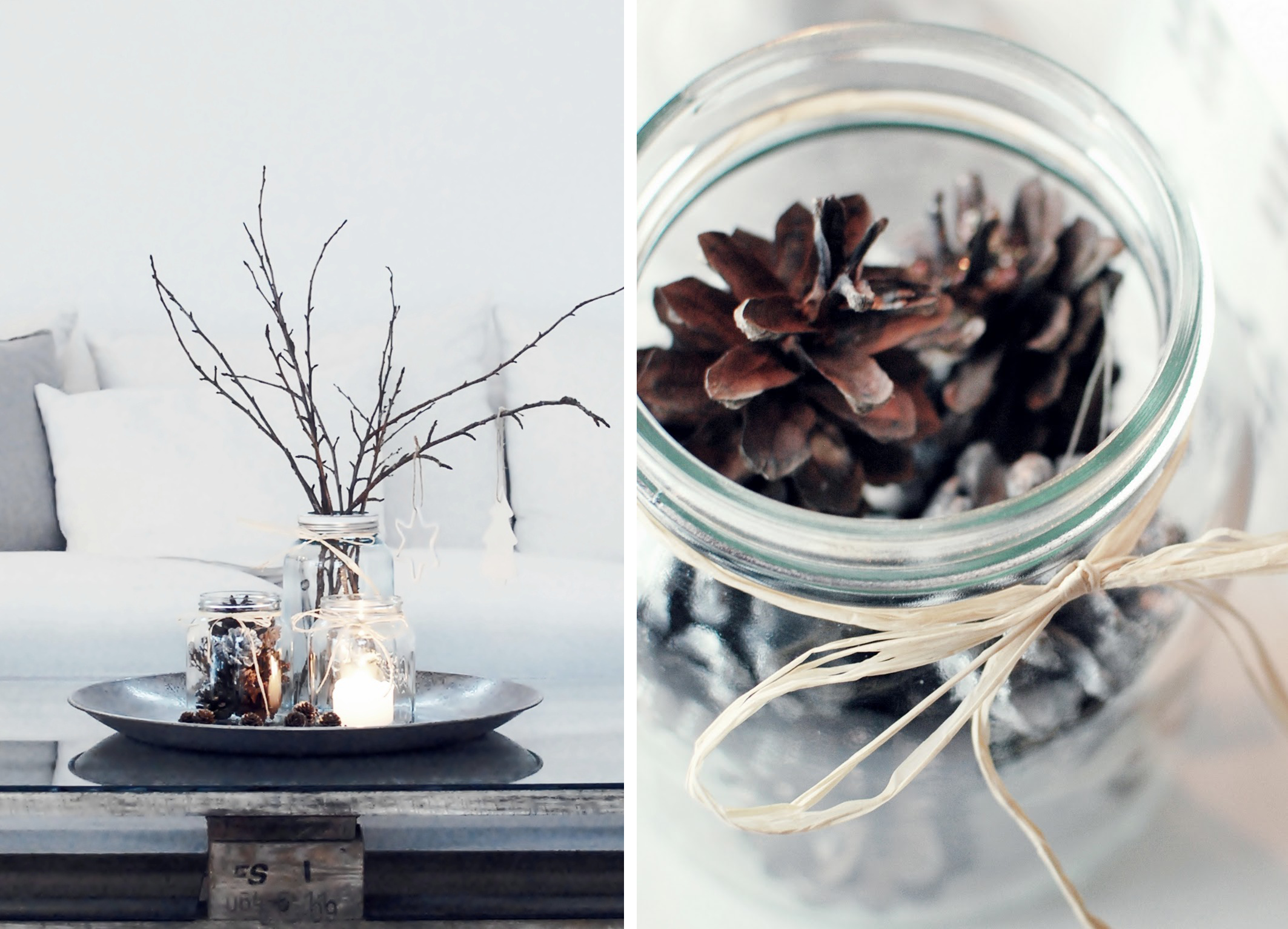 décoration pour noël style minimaliste scandinave design bougie pot pommes de pin