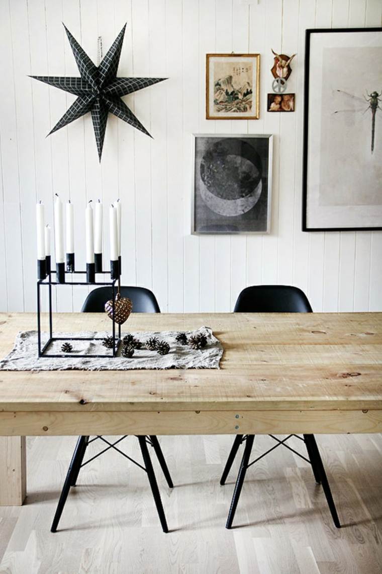 déco noël style nordique idée étoile suspension design table en bois scandinave