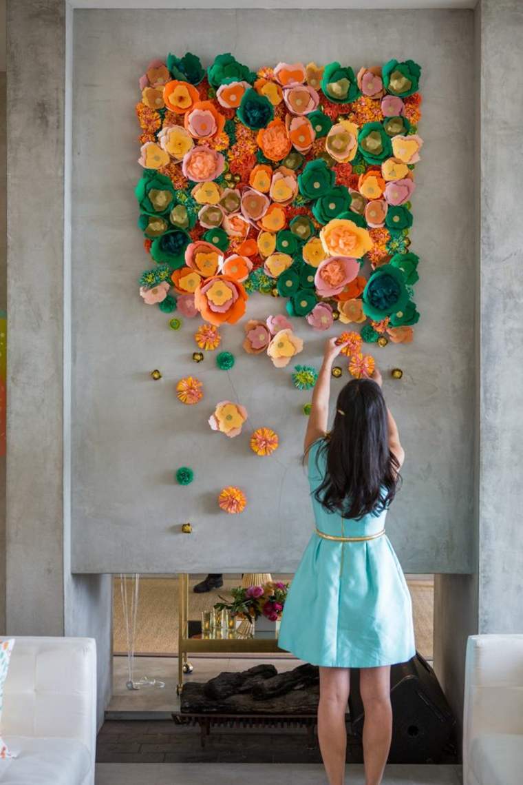 idée récup déco mur carton tableau fleurs en carton à fabriquer décorer mur original