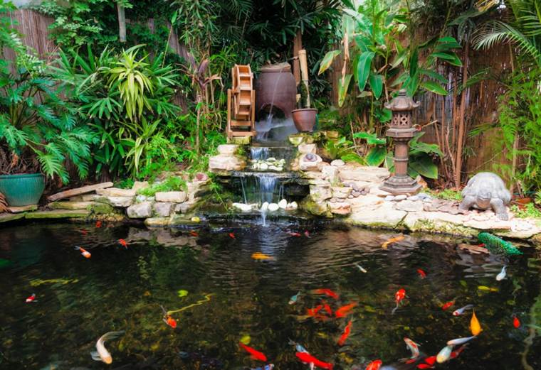 jardins aquatiques bassin poissons pierre idée déco originale extérieure moderne