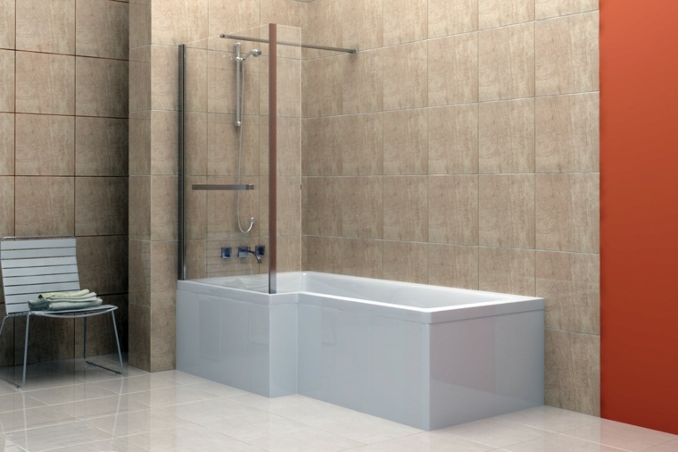 salle de bain design idée carrelage baignoire cabine douche 
