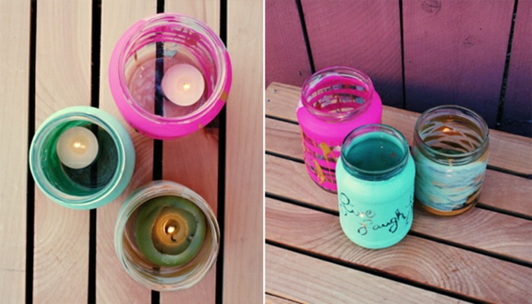 récup déco idée recyclage pot verre bougie design déco extérieure design intérieure bougies