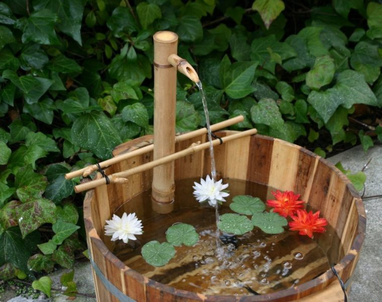 jardins aquatiques fontaine déco bois idée cascade