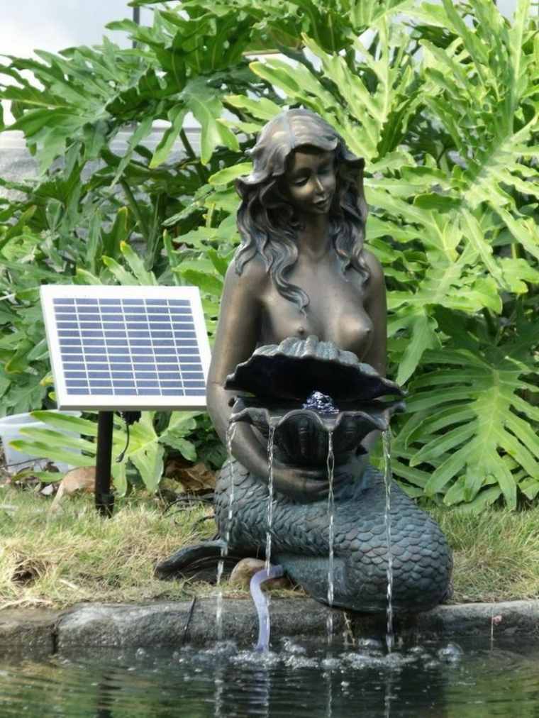 idée fontaine syrène déco extérieur jardin énérgie solaire 