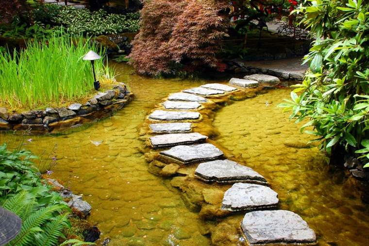 jardins aquatiques idée aménagement extérieur chemin pierres