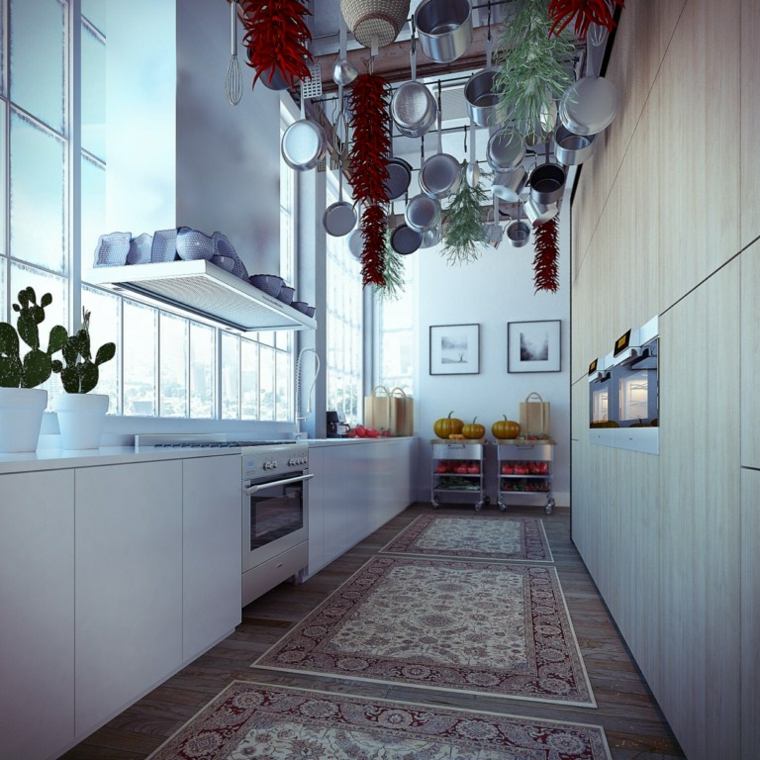 loft contemporain cuisine moderne design tapis de sol idée cuisine mobilier déco moderne mur