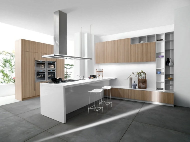 meuble séparation cuisine salon design îlot central hotte aspirante moderne intérieur 