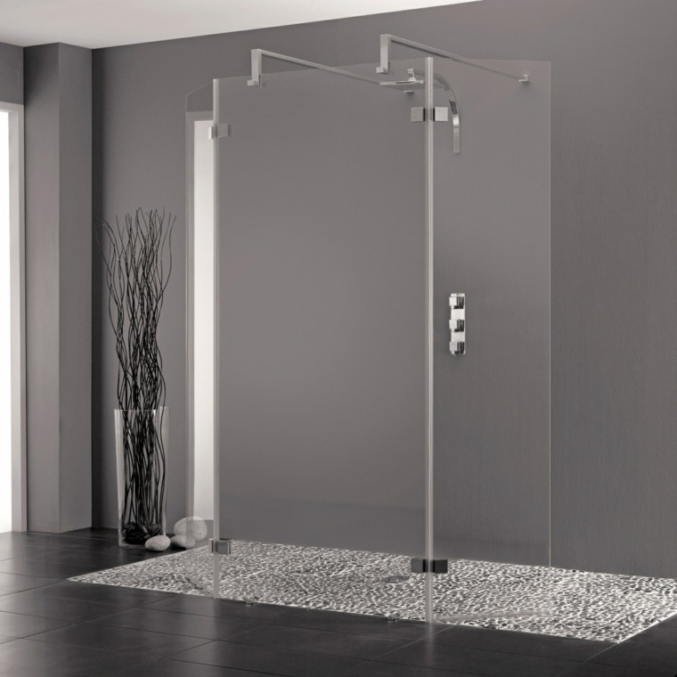 salle de bain grise idée intérieur tapis de sol déco salle de bains douche