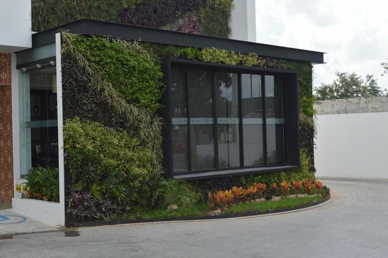 photo pavillon moderne jardin urbain mur