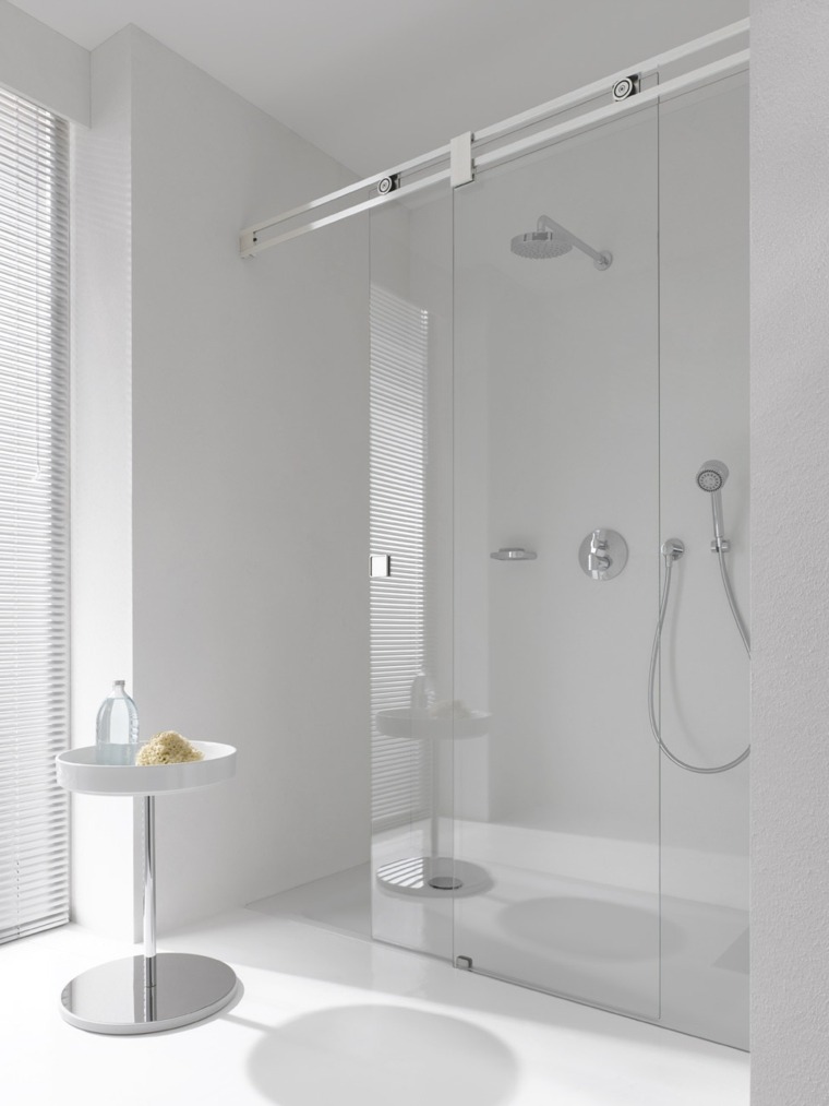 salle de bain blanche design cabine douche paroi