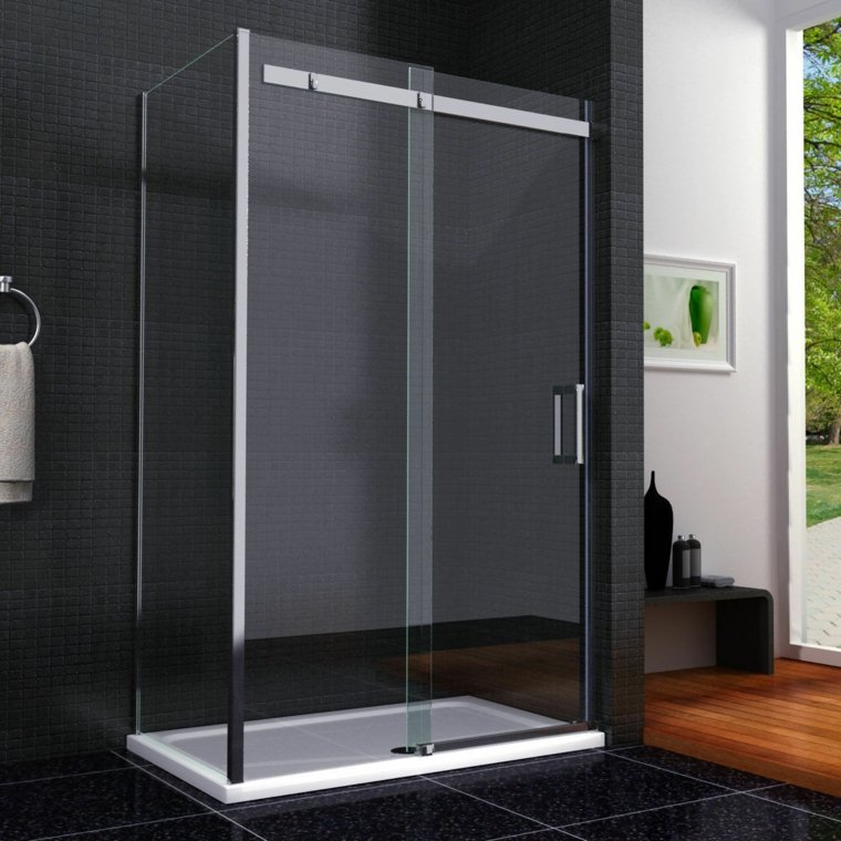 salle de bain noire design idée cabine douche aménagement 