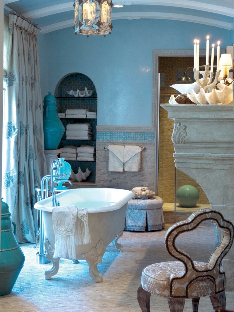 rose quartz deco salle de bain bleu