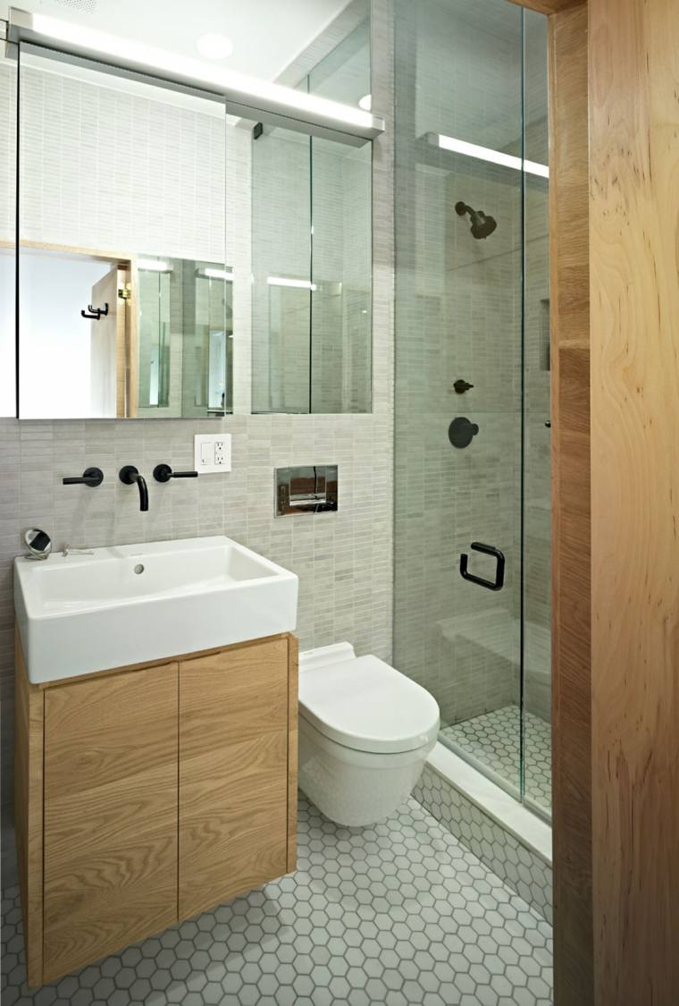 petite salle de bain idée aménagement mobilier bois paroi
