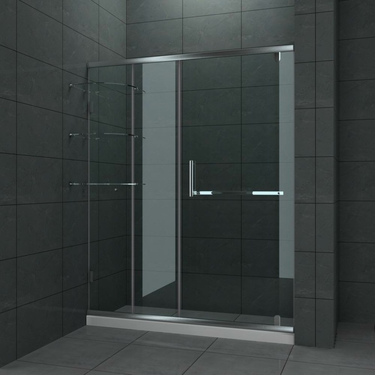 salle de bain noire design cabine douche idée paroi verre