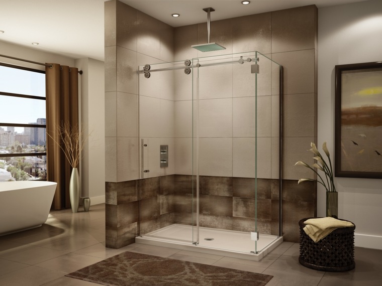 cabine douche italienne paroi verre design salle de bains tapis