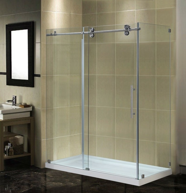 salle de bain classique paroi verre miroir idée cabine douche 