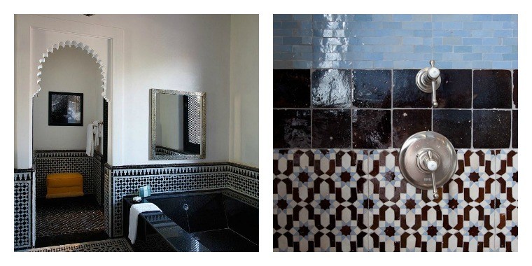salle de bains design idée carrelage zellige marocain design baignoire 