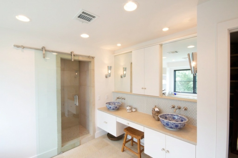 salle de bain idée aménagement mobilier miroir idée cabine de douche 