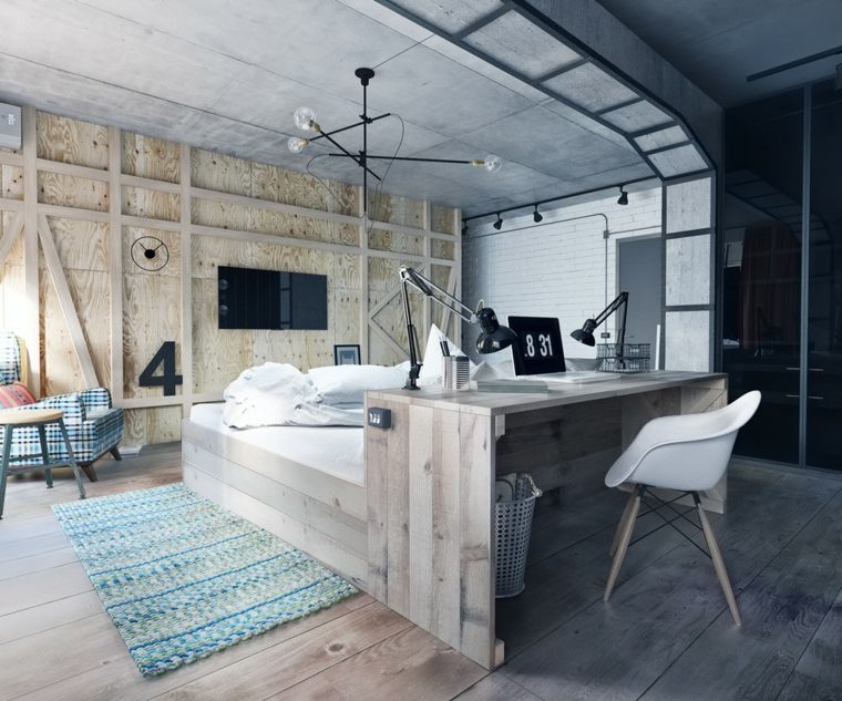 intérieur loft contemporain idée aménagement chambre à coucher design