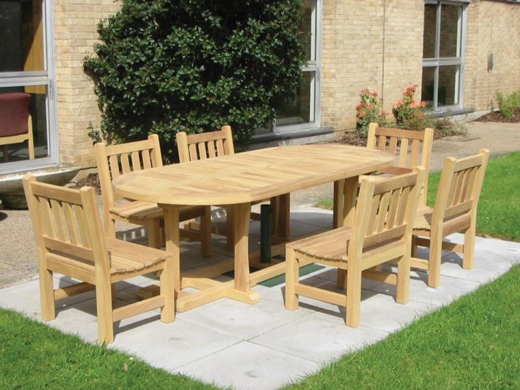 table à manger bois design chaise idée aménagement extérieur moderne