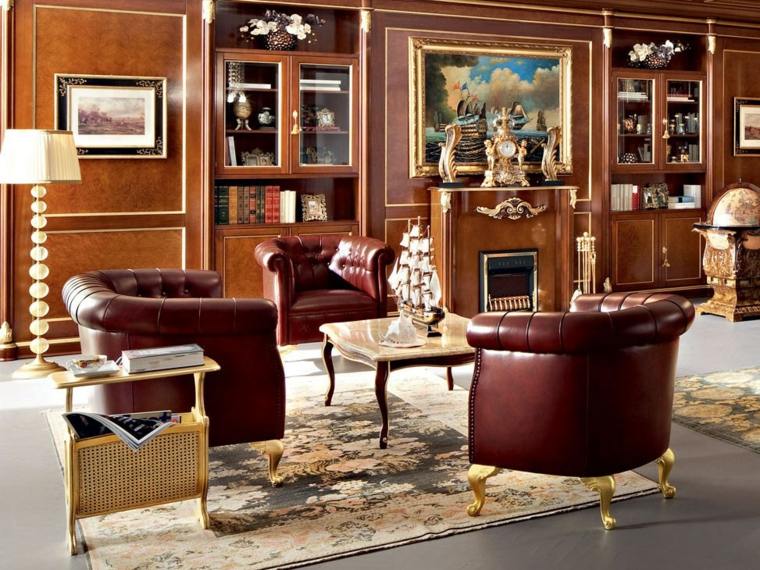 mobilier design baroque intérieur déco fauteuil cuir table basse tapis de sol
