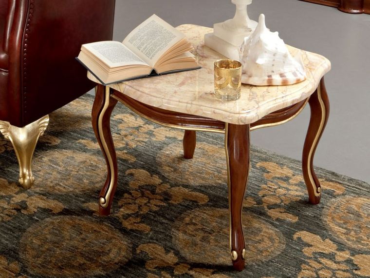 intérieur table design baroque style marbre bois tapis de sol fauteuil cuir 