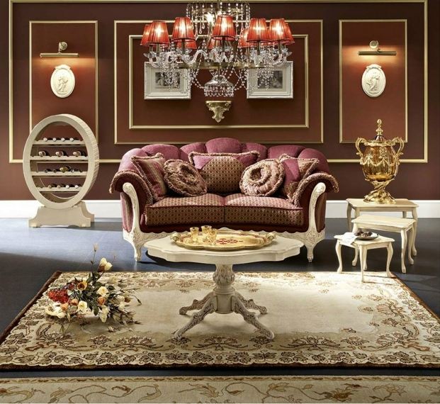 intérieur design baroque table canapé tapis de sol