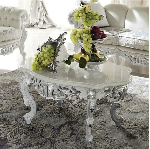 table baroque bois blanche design salon
