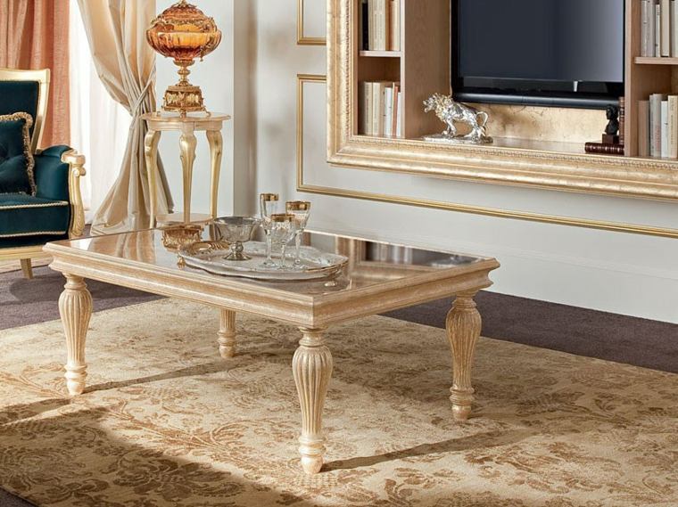 table basse bois verre design tapis de sol beige 