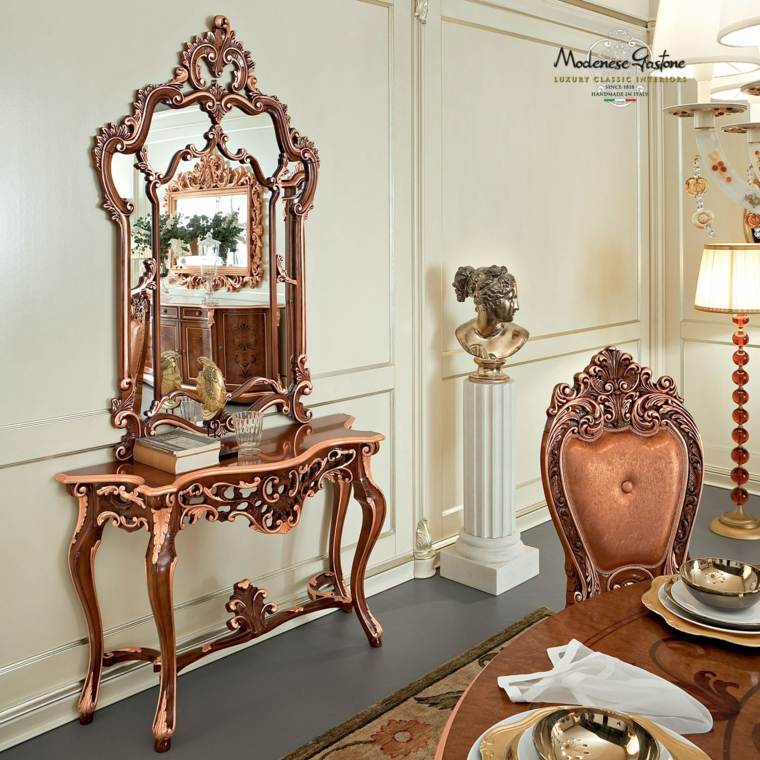 design intérieur table baroque design miroir cadre bois design