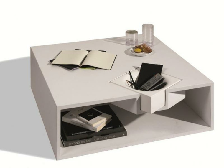 table salon rangement bois blanc design