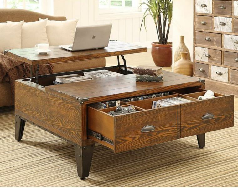 table bois rangement tiroir idée design canapé 