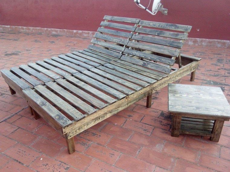 banc de jardin palette bois design idée déco chaise longue bois table basse bois design