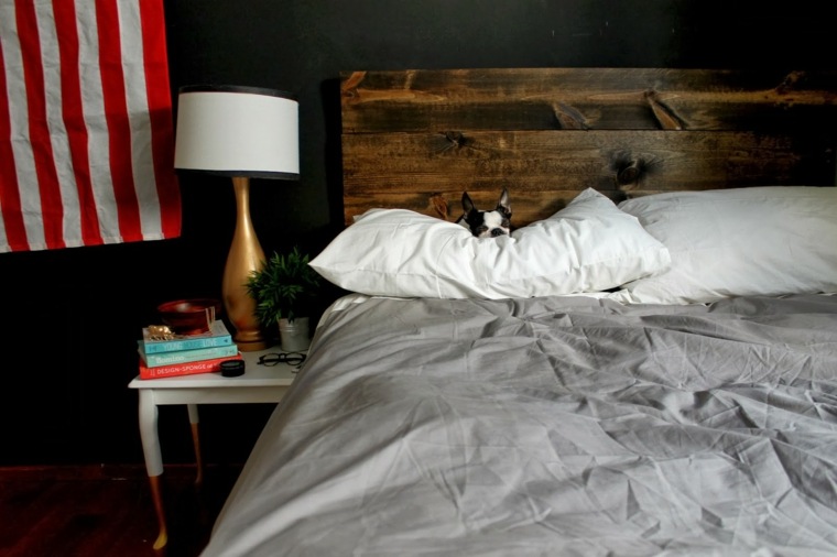 comment fabriquer une tête de lit bois idée chambre à coucher aménagement 