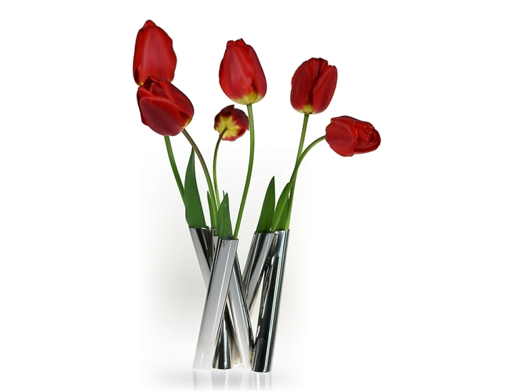 vase acier design déco fleurs pot idée intérieur déco