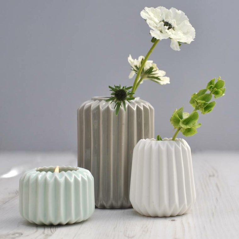 vase gris design intérieur pot de fleurs bougeoir idées moderne