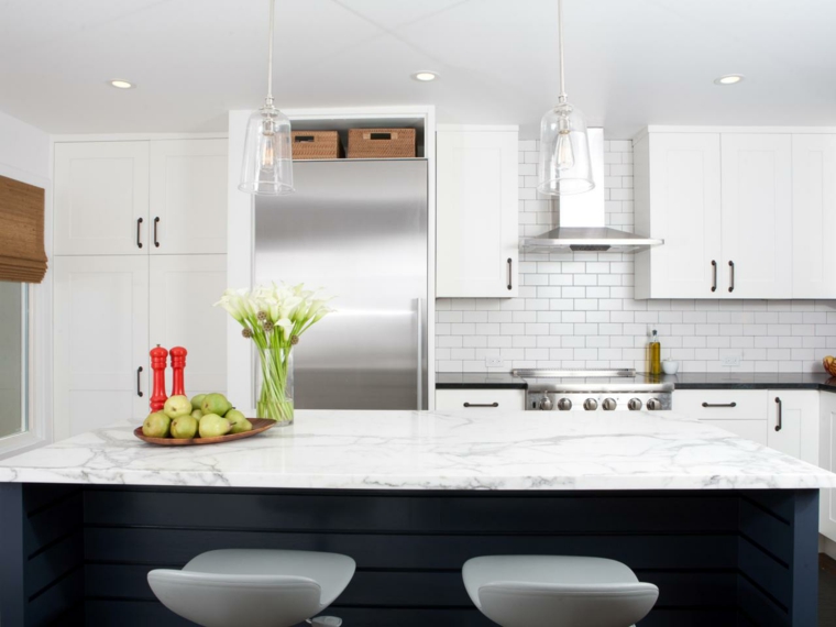 comptoir de cuisine marbre blanc design 