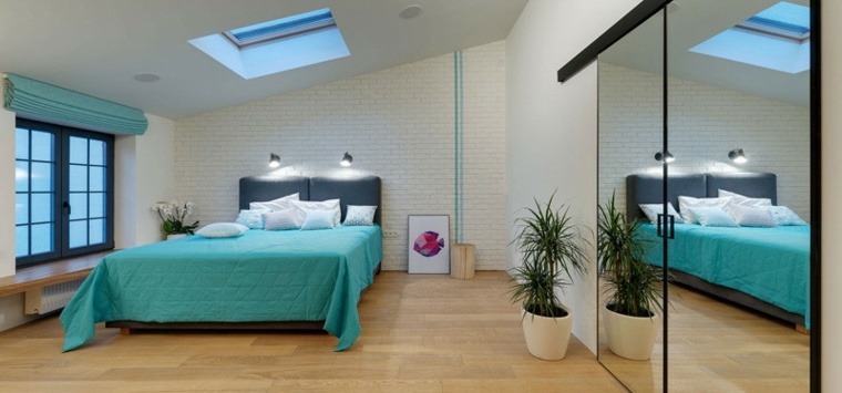 chambre à coucher design moderne idée aménagement mur briques plante déco chambre idée cadre design minimaliste 