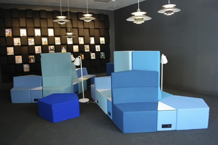 canapés composables design salon intérieur futuriste moderne luminaire suspension